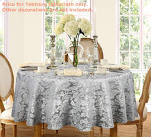 Load image into Gallery viewer, Tektrum Heavy Duty 70 inch Round Damask Jacquard Tablecloth Table Cover - Waterproof/Spill Proof/Stain Resistant/Wrinkle Free - Great for Banquet, Parties, Dinner, Kitchen, Wedding (Silver Gray)
