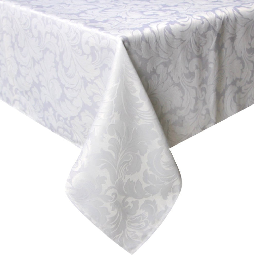 Tektrum Heavy Duty Square/Rectangular Damask Jacquard Tablecloth Table Cover - Waterproof/Spill Proof/Stain Resistant/Wrinkle Free - Great for Banquet, Parties, Dinner, Kitchen, Wedding (White)