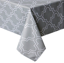 Load image into Gallery viewer, Tektrum Rectangular Microfiber Moroccan Quatrefoil Tablecloth Table Cover - Spill Proof/Stain Resistant/Waterproof/Wrinkle Free - Great for Parties, Banquet, Dinner, Kitchen (Light Grey)

