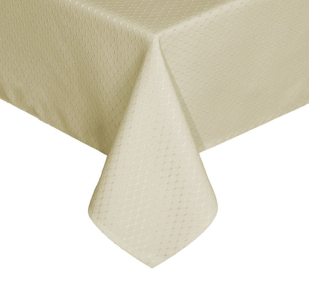 Tektrum Heavy Duty Square/Rectangular Elegant Waffle Weave Check Jacquard Tablecloth Table Cover - Waterproof/Spill Proof/Stain Resistant/Wrinkle Free/Heavy Duty - Great for Dinner, Banquet, Parties, Wedding (Beige)