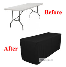 Load image into Gallery viewer, Tektrum 4ft/6ft/8ft Long Fitted Table DJ Jacket Cover for Trade Show - Thick/Heavy Duty/Durable Fabric - Black Color
