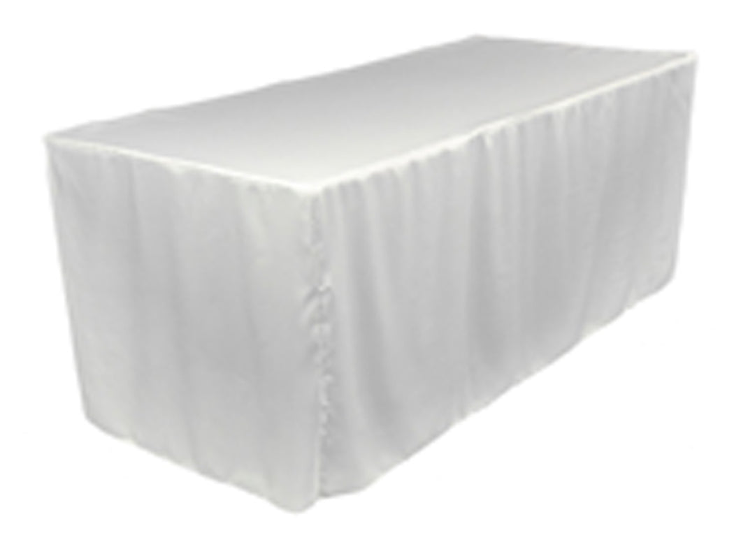 Tektrum 4ft/6ft/8ft Long Fitted Table DJ Jacket Cover for Trade Show - Thick/Heavy Duty/Durable Fabric - White Color