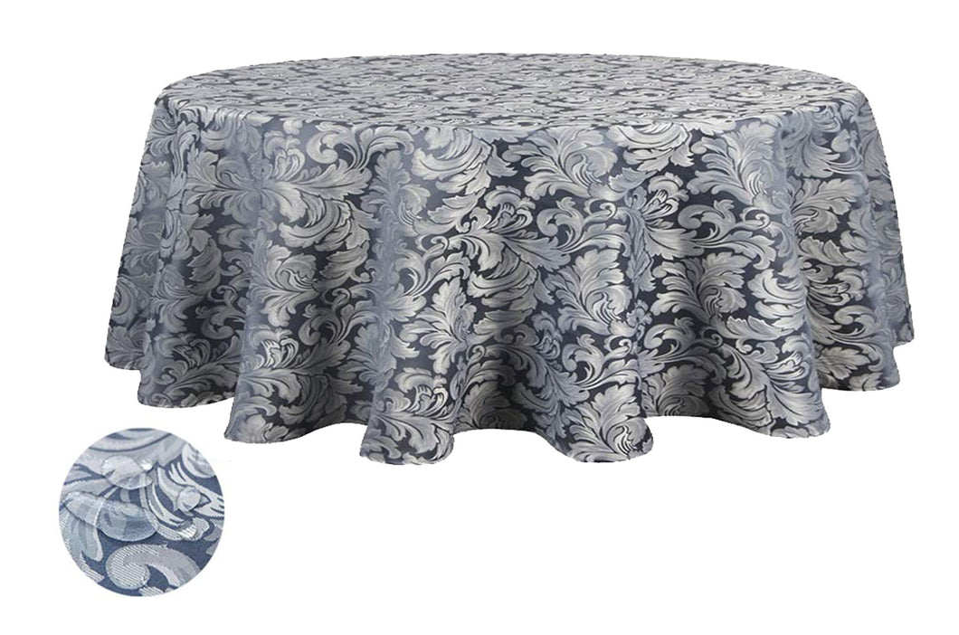 Tektrum Heavy Duty 70 inch Round Damask Jacquard Tablecloth Table Cover - Waterproof/Spill Proof/Stain Resistant/Wrinkle Free - Great for Banquet, Parties, Dinner, Kitchen, Wedding (Stone Blue)