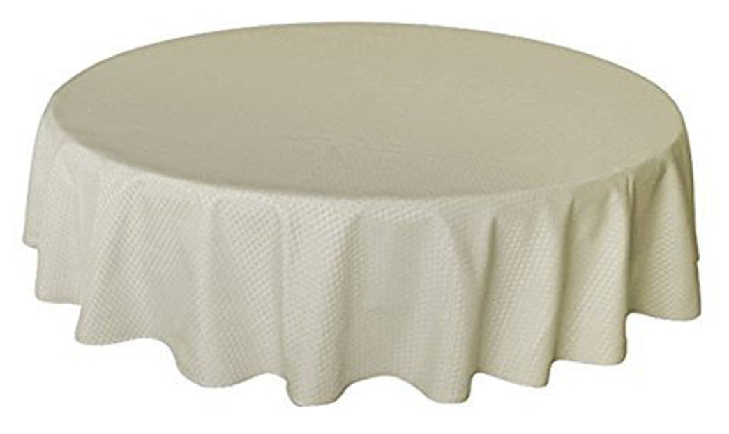Tektrum Heavy Duty 70 inch Round Elegant Waffle Weave Check Jacquard Tablecloth Table Cover - Waterproof/Spill Proof/Stain Resistant/Wrinkle Free/Heavy Duty - Great for Dinner, Banquet, Parties, Wedding (Beige)