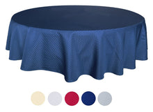 Load image into Gallery viewer, Tektrum Heavy Duty 70 inch Round Elegant Waffle Weave Check Jacquard Tablecloth Table Cover - Waterproof/Spill Proof/Stain Resistant/Wrinkle Free/Heavy Duty - Great for Dinner, Banquet, Parties, Wedding (Navy Blue)
