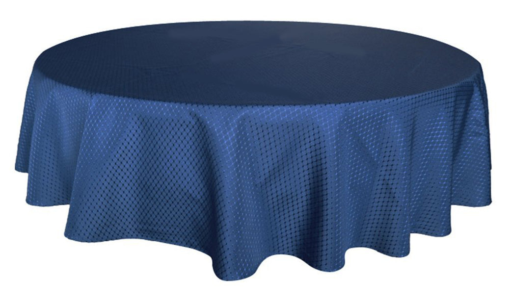 Tektrum Heavy Duty 70 inch Round Elegant Waffle Weave Check Jacquard Tablecloth Table Cover - Waterproof/Spill Proof/Stain Resistant/Wrinkle Free/Heavy Duty - Great for Dinner, Banquet, Parties, Wedding (Navy Blue)