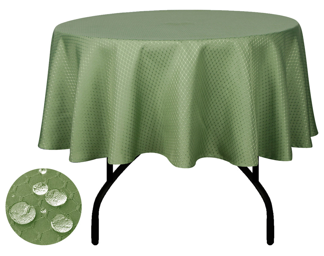Tektrum Heavy Duty 70 inch Round Elegant Waffle Weave Check Jacquard Tablecloth Table Cover - Waterproof/Spill Proof/Stain Resistant/Wrinkle Free/Heavy Duty - Great for Dinner, Banquet, Parties, Wedding (Light Sage Green)