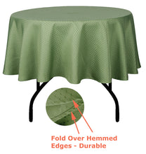 Load image into Gallery viewer, Tektrum Heavy Duty 70 inch Round Elegant Waffle Weave Check Jacquard Tablecloth Table Cover - Waterproof/Spill Proof/Stain Resistant/Wrinkle Free/Heavy Duty - Great for Dinner, Banquet, Parties, Wedding (Light Sage Green)
