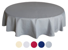Load image into Gallery viewer, Tektrum Heavy Duty 70 inch Round Elegant Waffle Weave Check Jacquard Tablecloth Table Cover - Waterproof/Spill Proof/Stain Resistant/Wrinkle Free/Heavy Duty - Great for Dinner, Banquet, Parties, Wedding (Sliver Grey)
