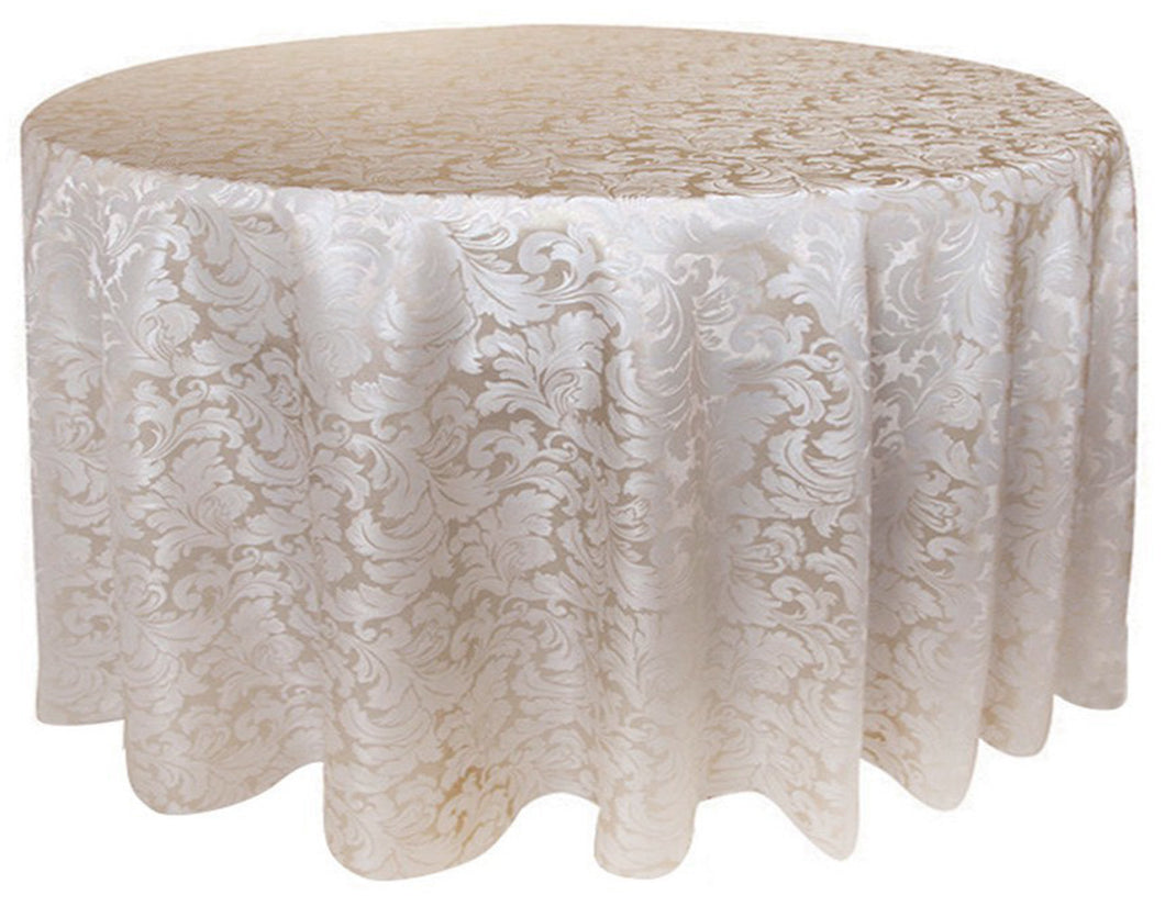 Tektrum Heavy Duty 90 inch Round Damask Jacquard Tablecloth Table Cover - Waterproof/Spill Proof/Stain Resistant/Wrinkle Free - Great for Banquet, Parties, Dinner, Kitchen, Wedding (Beige)