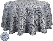 Load image into Gallery viewer, Tektrum Heavy Duty 90 inch Round Damask Jacquard Tablecloth Table Cover - Waterproof/Spill Proof/Stain Resistant/Wrinkle Free - Great for Banquet, Parties, Dinner, Kitchen, Wedding (Stone Blue)
