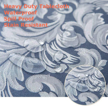 Load image into Gallery viewer, Tektrum Heavy Duty 90 inch Round Damask Jacquard Tablecloth Table Cover - Waterproof/Spill Proof/Stain Resistant/Wrinkle Free - Great for Banquet, Parties, Dinner, Kitchen, Wedding (Stone Blue)

