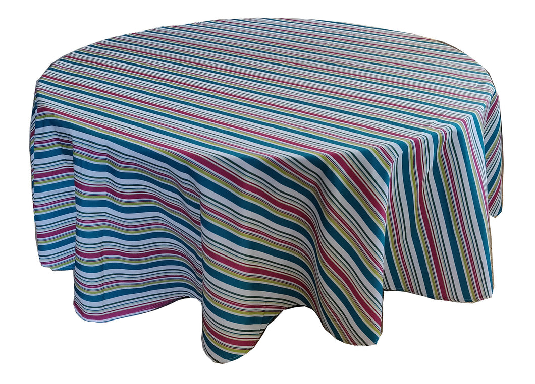 Tektrum Round Modern Printed Tablecloth Table Cover - Waterproof/Spill Proof/Stain Resistant/Wrinkle Free - for Camping Picnic, Dinner (Colorful Stripe)