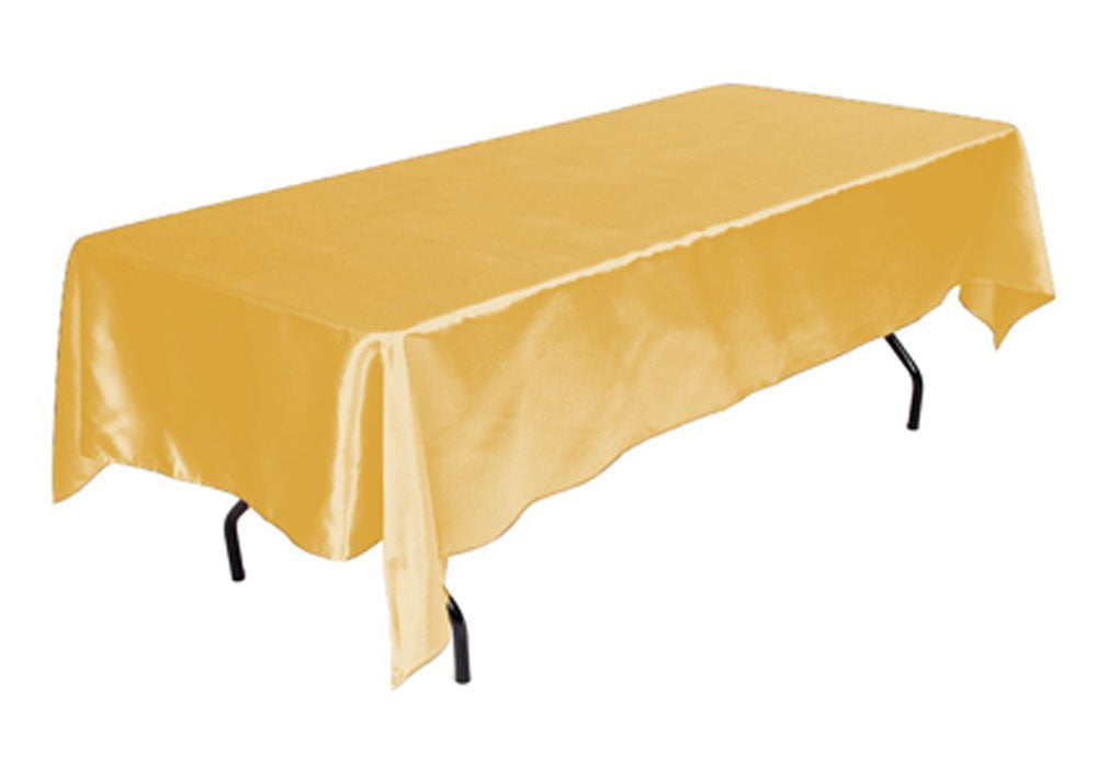 Tektrum Rectangular Silky Satin Tablecloth - Premium Fabric - Best for Wedding Party Banquet Events Restaurant Kitchen Dining Decoration - Gold Color