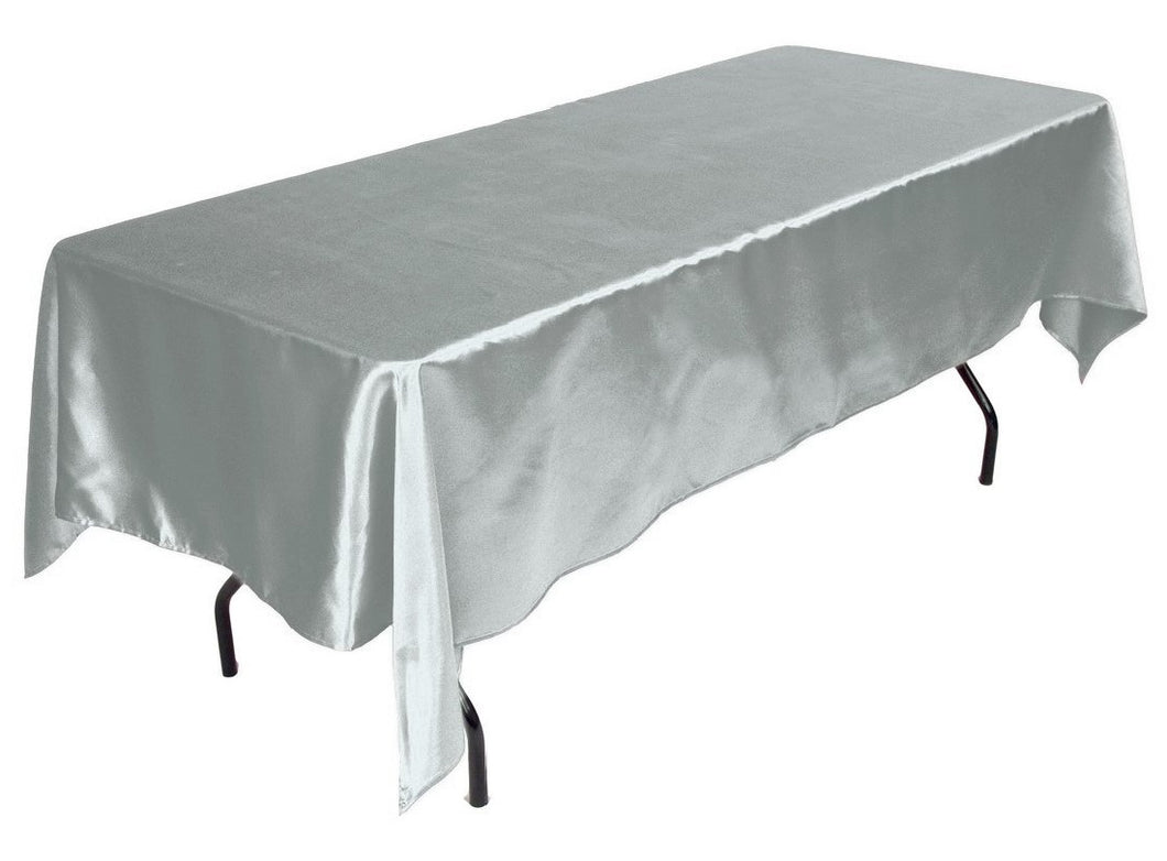 Tektrum Rectangular Silky Satin Tablecloth - Premium Fabric - Best for Wedding Party Banquet Events Restaurant Kitchen Dining Decoration - Silver Color