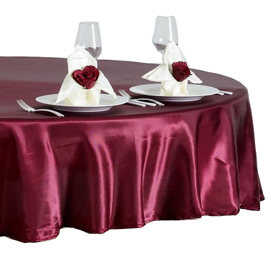 Tektrum 70inch/90inch Round Silky Satin Tablecloth - Premium Fabric - Best for Wedding Party Banquet Events Restaurant Kitchen Dining Decoration - Burgundy Color