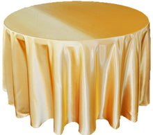 Load image into Gallery viewer, Tektrum 108 inch Round Silky Satin Tablecloth - Premium Fabric - Best for Wedding Party Banquet Events Restaurant Kitchen Dining Decoration - Gold Color
