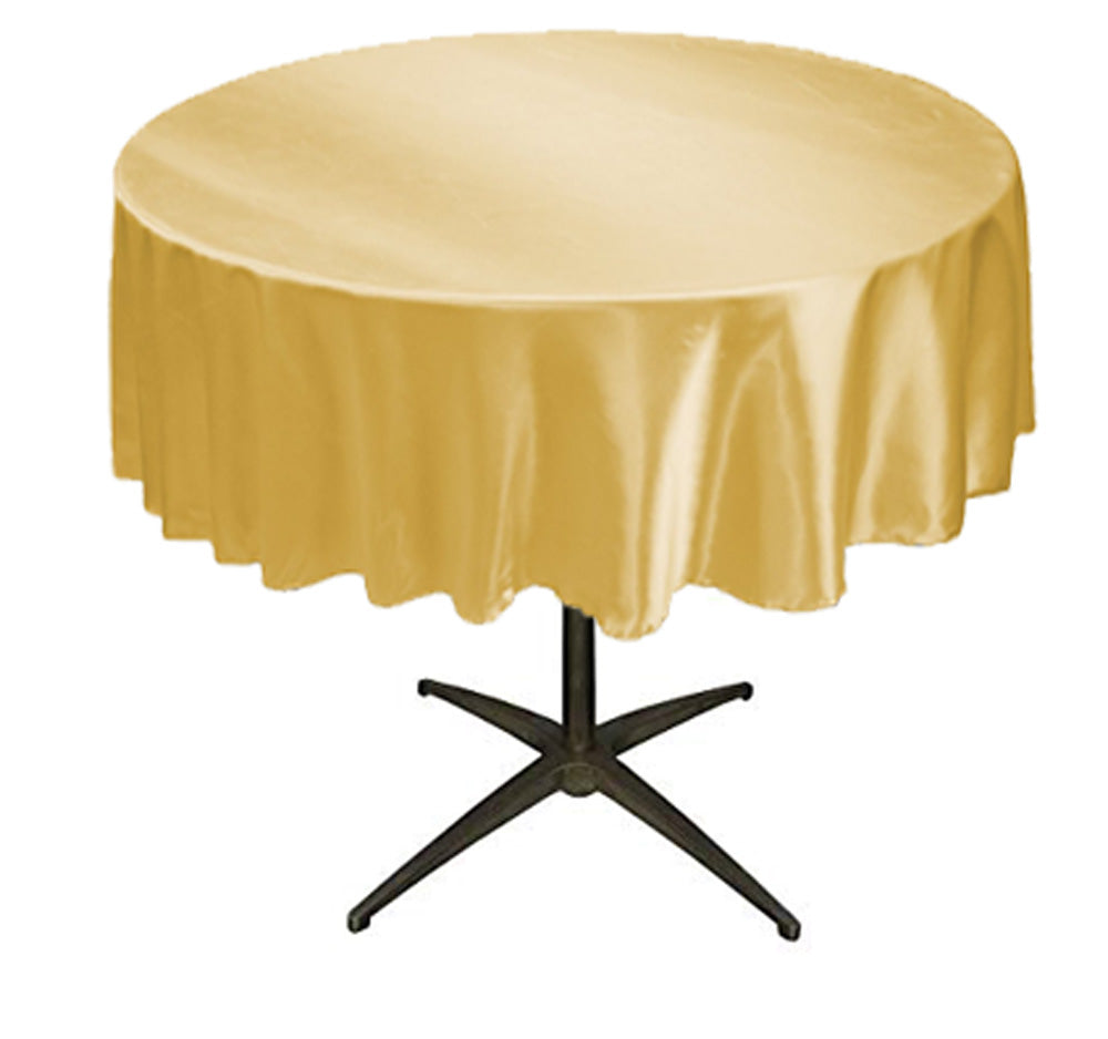Tektrum 52 inch Round Silky Satin Tablecloth - Premium Fabric - Best for Wedding Party Banquet Events Restaurant Kitchen Dining Decoration - Gold Color