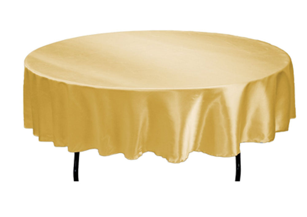 Tektrum 70inch/90inch Round Silky Satin Tablecloth - Premium Fabric - Best for Wedding Party Banquet Events Restaurant Kitchen Dining Decoration - Gold Color