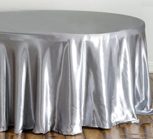 Load image into Gallery viewer, Tektrum 108 inch Round Silky Satin Tablecloth - Premium Fabric - Best for Wedding Party Banquet Events Restaurant Kitchen Dining Decoration - Silver Color
