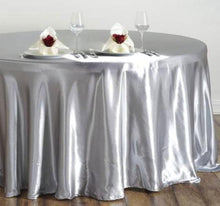 Load image into Gallery viewer, Tektrum 108 inch Round Silky Satin Tablecloth - Premium Fabric - Best for Wedding Party Banquet Events Restaurant Kitchen Dining Decoration - Silver Color
