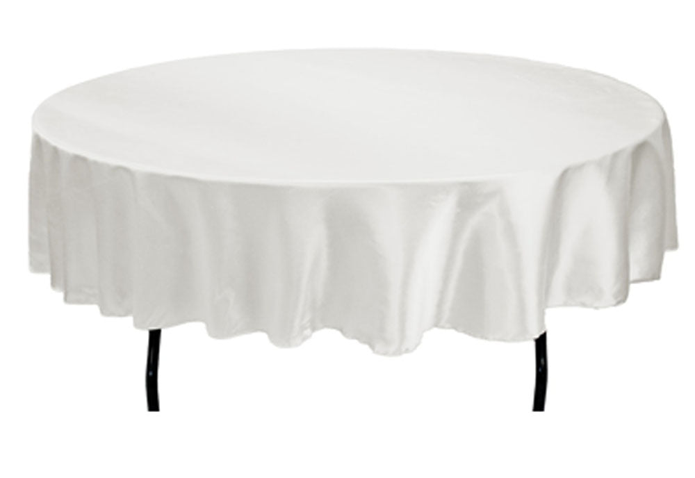 Tektrum 70inch/90inch Round Silky Satin Tablecloth - Premium Fabric - Best for Wedding Party Banquet Events Restaurant Kitchen Dining Decoration - White Color