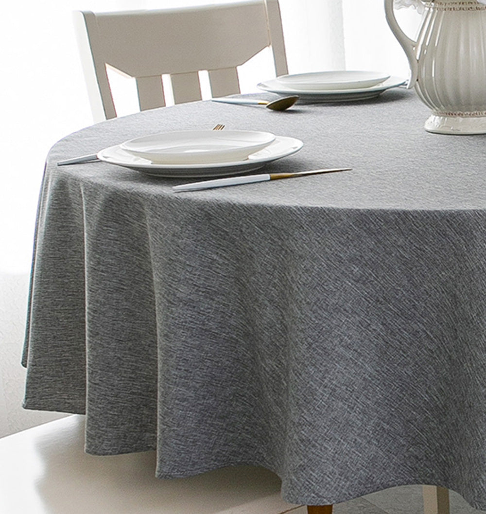 Tektrum Round Faux Linen Textured Tablecloth Table Cover - Waterproof/Spill Proof/Stain Resistant/Wrinkle Free/Heavy Duty - Great for Banquet, Parties, Dinner, Kitchen, Wedding (Charcoal)