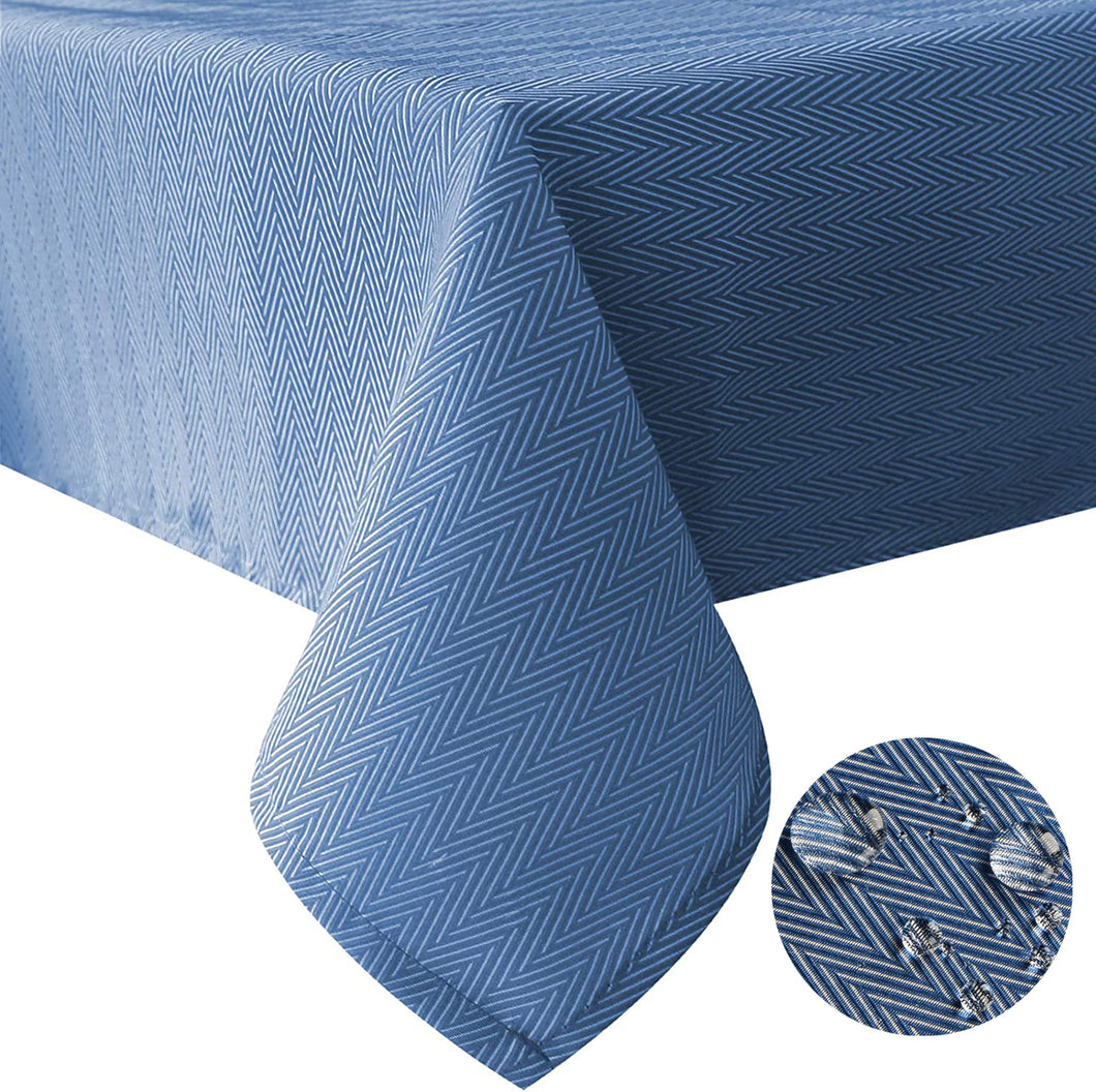 Tektrum Square/Rectangular Herringbone Jacquard Textured Tablecloth Table Cover - Waterproof/Spill Proof/Stain Resistant/Wrinkle Free/Heavy Duty -Great for Banquet, Parties, Dinner, Wedding (Blue)