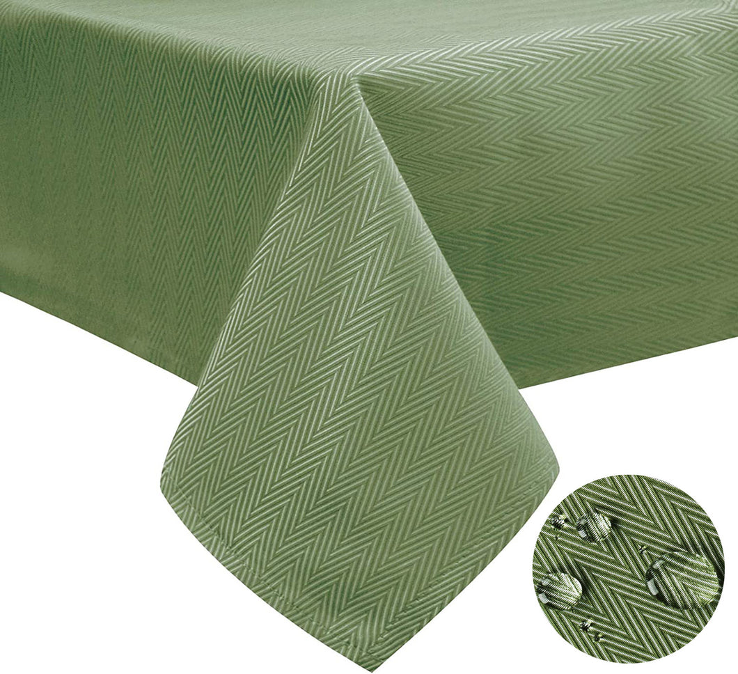 Tektrum Square/Rectangular Herringbone Jacquard Textured Tablecloth Table Cover - Waterproof/Spill Proof/Stain Resistant/Wrinkle Free/Heavy Duty -Great for Banquet, Parties, Dinner, Wedding (Green)