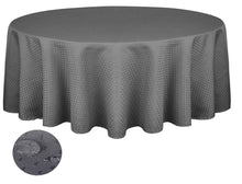 Load image into Gallery viewer, Tektrum Heavy Duty 70 inch Round Elegant Waffle Weave Check Jacquard Tablecloth Table Cover - Waterproof/Spill Proof/Stain Resistant/Wrinkle Free/Heavy Duty - Great for Dinner, Banquet, Parties, Wedding (Charcoal)
