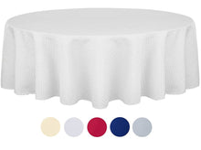 Load image into Gallery viewer, Tektrum Heavy Duty 70 inch Round Elegant Waffle Weave Check Jacquard Tablecloth Table Cover - Waterproof/Spill Proof/Stain Resistant/Wrinkle Free/Heavy Duty - Great for Dinner, Banquet, Parties, Wedding (White)

