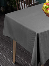 Load image into Gallery viewer, Tektrum Heavy Duty Square/Rectangular Elegant Waffle Weave Check Jacquard Tablecloth Table Cover - Waterproof/Spill Proof/Stain Resistant/Wrinkle Free/Heavy Duty - Great for Dinner, Banquet, Parties, Wedding (Charcoal)
