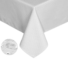 Load image into Gallery viewer, Tektrum Heavy Duty Square/Rectangular Elegant Waffle Weave Check Jacquard Tablecloth Table Cover - Waterproof/Spill Proof/Stain Resistant/Wrinkle Free/Heavy Duty - Great for Dinner, Banquet, Parties, Wedding (White)
