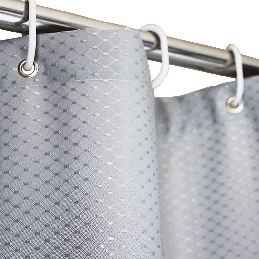 Tektrum Heavy Duty Waffle Weave Jacquard Shower Curtain with Hooks for Hotel Home, Water Repellent Bathroom Curtains, Rust Proof Metal Grommets (Grey)
