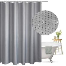 Load image into Gallery viewer, Tektrum Heavy Duty Waffle Weave Jacquard Shower Curtain with Hooks for Hotel Home, Water Repellent Bathroom Curtains, Rust Proof Metal Grommets (Grey)
