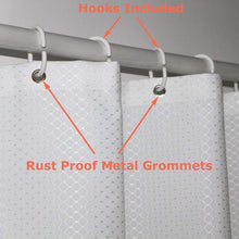 Load image into Gallery viewer, Tektrum Heavy Duty Waffle Weave Jacquard Shower Curtain with Hooks for Hotel Home, Water Repellent Bathroom Curtains, Rust Proof Metal Grommets (White)
