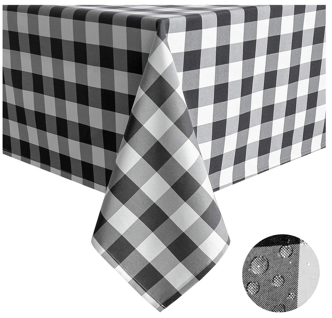 Tektrum Waterproof Square/Rectangular Checker Checkered Tablecloth Table Cover -Spill Proof/Stain Resistant/Wrinkle Free-for Camping Picnic, Dinner, Restaurant (Black and White)