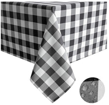 Load image into Gallery viewer, Tektrum Waterproof Square/Rectangular Checker Checkered Tablecloth Table Cover -Spill Proof/Stain Resistant/Wrinkle Free-for Camping Picnic, Dinner, Restaurant (Black and White)
