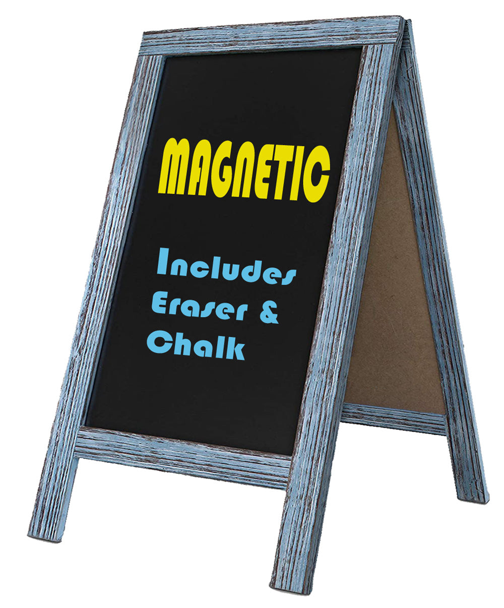 Tektrum Large Sturdy Vintage Rustic Wood Magnetic Double-Side Sidewalk A-Frame Sandwich Chalkboard Sign Board 20