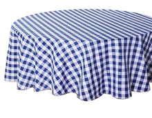 Load image into Gallery viewer, Tektrum Waterproof Round Checker Checkered Tablecloth Table Cover -Spill Proof/Stain Resistant/Wrinkle Free-for Camping Picnic, Dinner, Restaurant (Blue and White)
