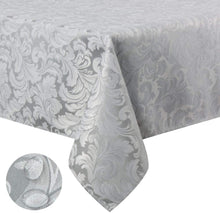 Load image into Gallery viewer, Tektrum Heavy Duty Square/Rectangular Damask Jacquard Tablecloth Table Cover - Waterproof/Spill Proof/Stain Resistant/Wrinkle Free - Great for Banquet, Parties, Dinner, Kitchen, Wedding (Silver Gray)
