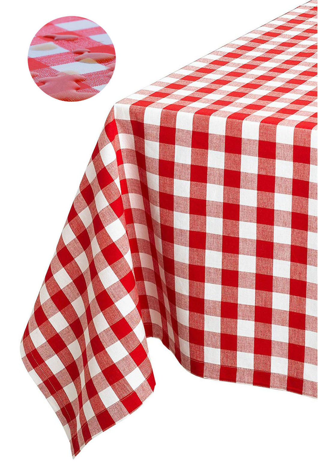 Tektrum Waterproof Square/Rectangular Checker Checkered Tablecloth Table Cover -Spill Proof/Stain Resistant/Wrinkle Free-for Camping Picnic, Dinner, Restaurant (Red and White)